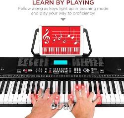 Ensemble de piano électronique complet pour débutants avec 61 touches, touches rétroéclairées et écran LCD