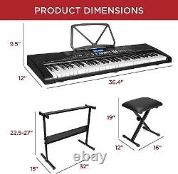 Ensemble de piano électronique complet pour débutants avec 61 touches, touches rétroéclairées et écran LCD