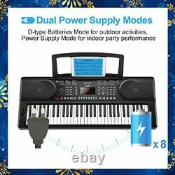 Moukey 61 Key Keyboard Piano Avec Support De Musique Tablette Adaptateur De Puissance Et Un