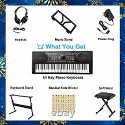 Moukey 61 Key Keyboard Piano Avec Support De Musique Tablette Adaptateur De Puissance Et Un
