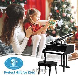 NNECW Piano Clavier Jouet 30 Touches avec Support de Partitions pour Enfants - Noir