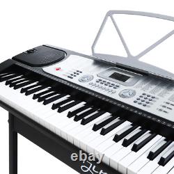 NNEDSZ 61 Touches Clavier électronique Piano LED Argenté électrique avec support musical