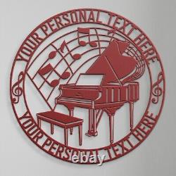 Panneau en métal personnalisé avec le nom du piano Cadeau personnalisé pour pianiste Décoration murale musicale
