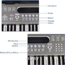 Piano à clavier électrique avec support, clavier de musique numérique portable de 61 touches GDT