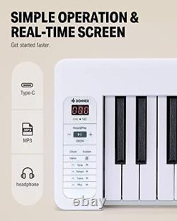 Piano à clavier pliant Bluetooth de 61 touches pour débutants, portable avec musique