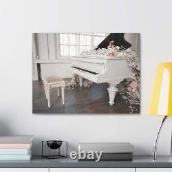 Piano avec des fleurs, délice des amateurs de musique : Art mural sur toile avec clavier de piano pour la maison.