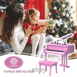 Piano clavier jouet NNECW 30 touches avec pupitre pour partitions pour enfants - rose