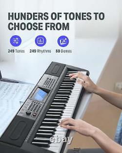 Piano électrique 61 touches avec support intégré, tabouret et microphone