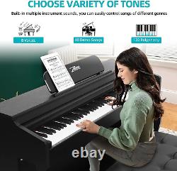 Piano numérique avec clavier électrique de 88 touches à marteaux lourds et pupitre à musique + Instructions