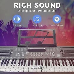Piano numérique portable avec support, 61 touches, clavier électronique intégré