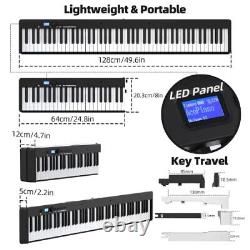 Piano pliable Clavier 88 touches Piano numérique avec MIDI Noir profond - Éclairé