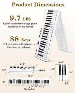 Piano pliable, portable 88 touches complètes 88 touches éclairées de taille normale-pliable blanc