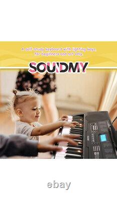Souidmy C-l100 Music Keyboard Piano Pour Débutants, 61 Keyboard Avec Éclairage