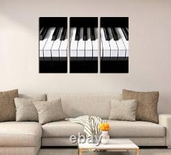 To translate this title in French: 'Piano Keys Keyboard Music 3 Panel CANVAS Prints WALL ART Picture Home Decor,' it would be: 'Touches de piano Clavier Musique, 3 panneaux, Impressions sur toile, Décoration murale, Image d'art pour la maison.'