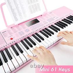 Vangoa Vgk610 Piano Clavier 61 Mini Clés Musique Portable 61 Clés Rose