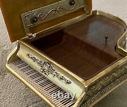 Vintage Grand Piano Boîte À Musique Thorens Swiss Gold Glit Piano Avec Clavier Bakelite