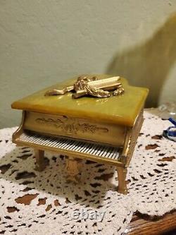 Vintage Grand Piano Music Box Thorens Swiss Gold Gilt Piano With Keyboard Bakelite