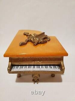 Vtg Thorens Grand Piano Musique Bijoux Boîte À Cigarettes Avec Clavier Et Haut De Bakélite